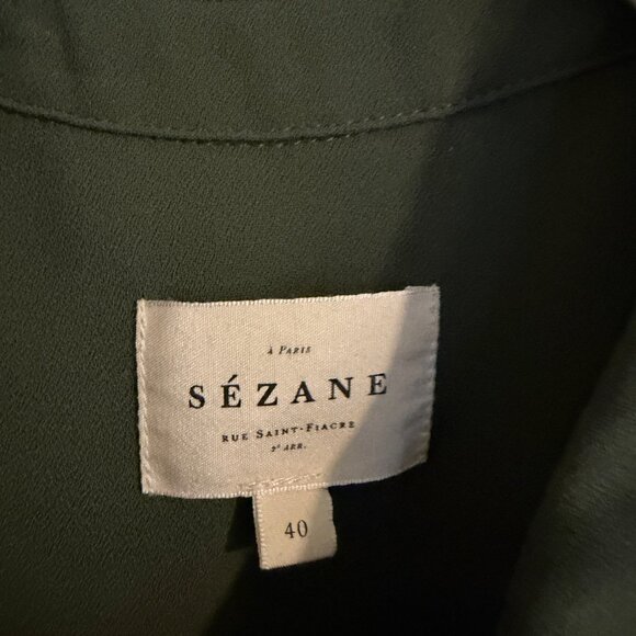 Sezane Raquel Dress Olive Green - Size 8 - Picture 2 of 3